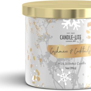 Candle-Lite Scented Candles, Cashmere & Cocktails Scent (Festive & Cozy), 14 oz 3-Wick Jar Candle, 45 Hours Burn Time, Perfect for Gifting and Celebration