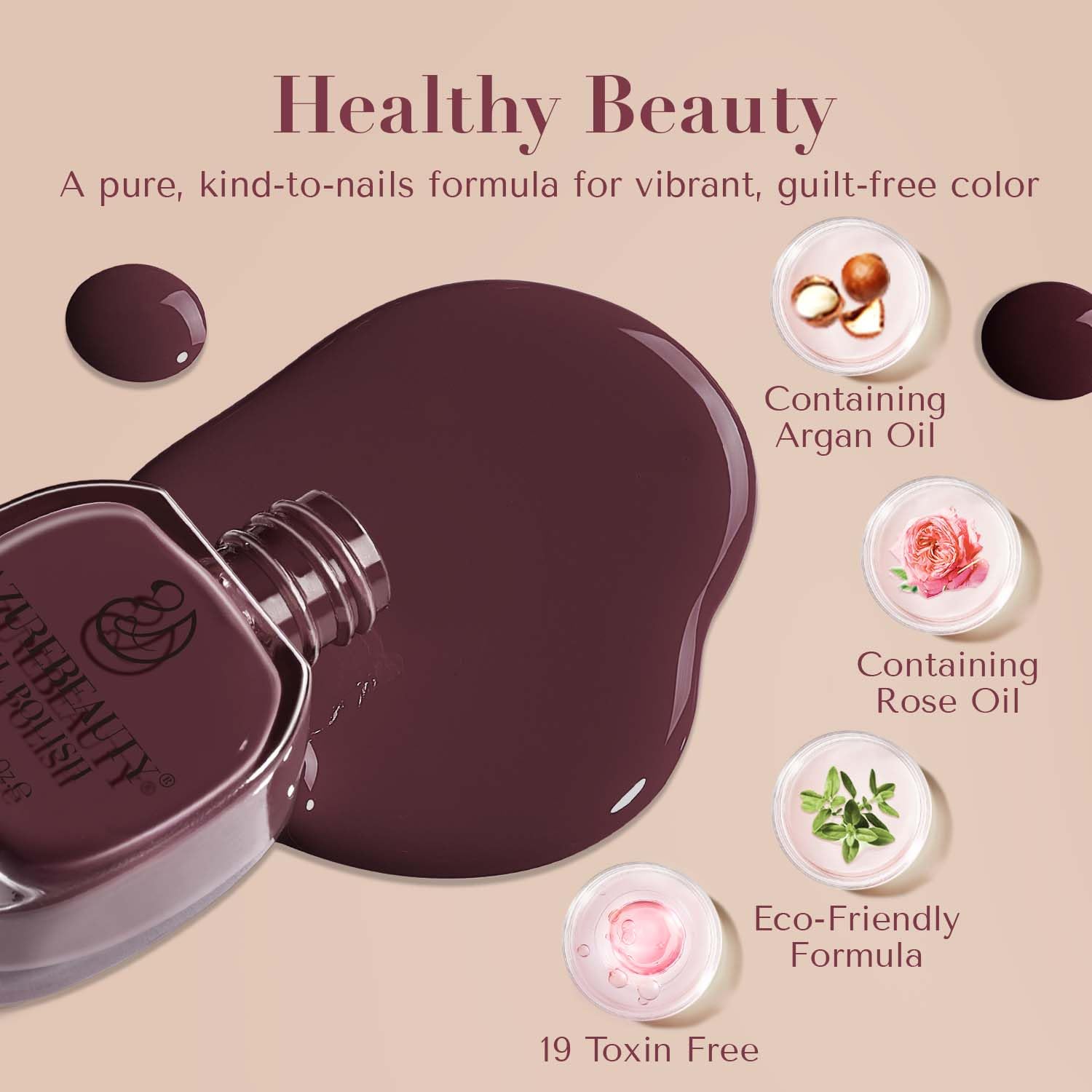 AZUREBEAUTY Nail Polish Set 4 Colors Brown Pink Glitter Nail Polish Quick Dry Natural Nail Lacquer Fingernail Strengthening Treatment Kit with Top Coat DIY Salon Home - Image 7
