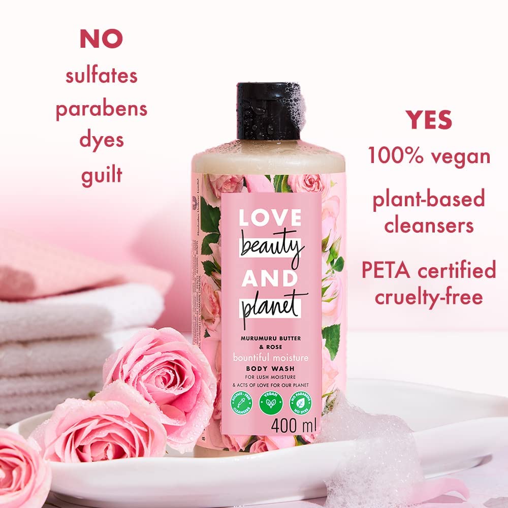 Lovee Beautty & Planet Murumuru Butter and Rose Moisturising Body Wash|Crème Shower Gel for Soft Skin,200ml - Image 4