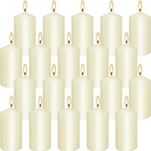 20 Packs 2 x 4 Premium Sense Unscented Ivory Tall Pillar Candles, Soy Wax for Candlelight Dinner, Home Decor, Party, Wedding.