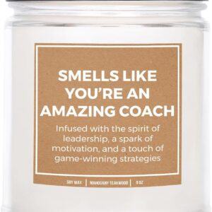 You Nique Designs Coach Candle 9 Oz, Gifts for Coaches, Gifts for Soccer, for Football, for Volleyball Coaches - Cool Coaches Candle Gift Ideas (Mahogany Teakwood)