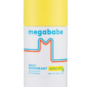 Megababe Daily Deodorant - Sunny Pits | Aluminum-Free, Clear & Clean | 2.6 oz