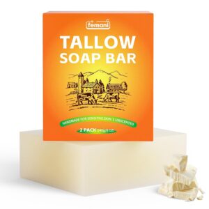 Beef Tallow Soap Bar - All Natural and Organic Grass Fed Tallow Soap Unscented - Moisturizes, Soothes, Hydrates Face & Body Wash Great for Itchy, Dry, Sensitive Skin, 4 oz Handcrafted Bath Soap