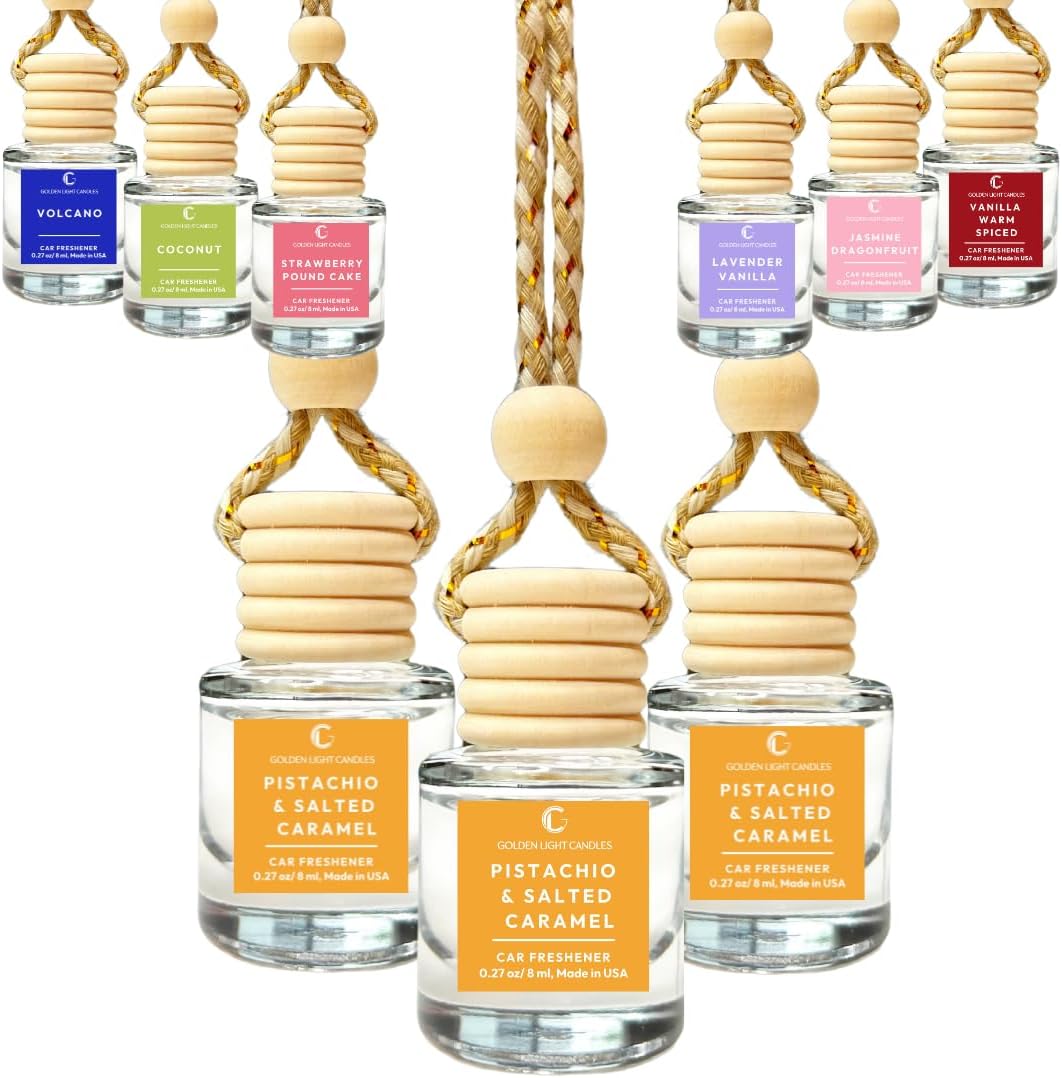 Car Air Freshener Hanging | Pistachio Salted Caramel Car Air Fresheners | Long-Lasting Fragrance Oil Diffuser | Cute Scent Diffuser | Pack of 3 | Made in USA