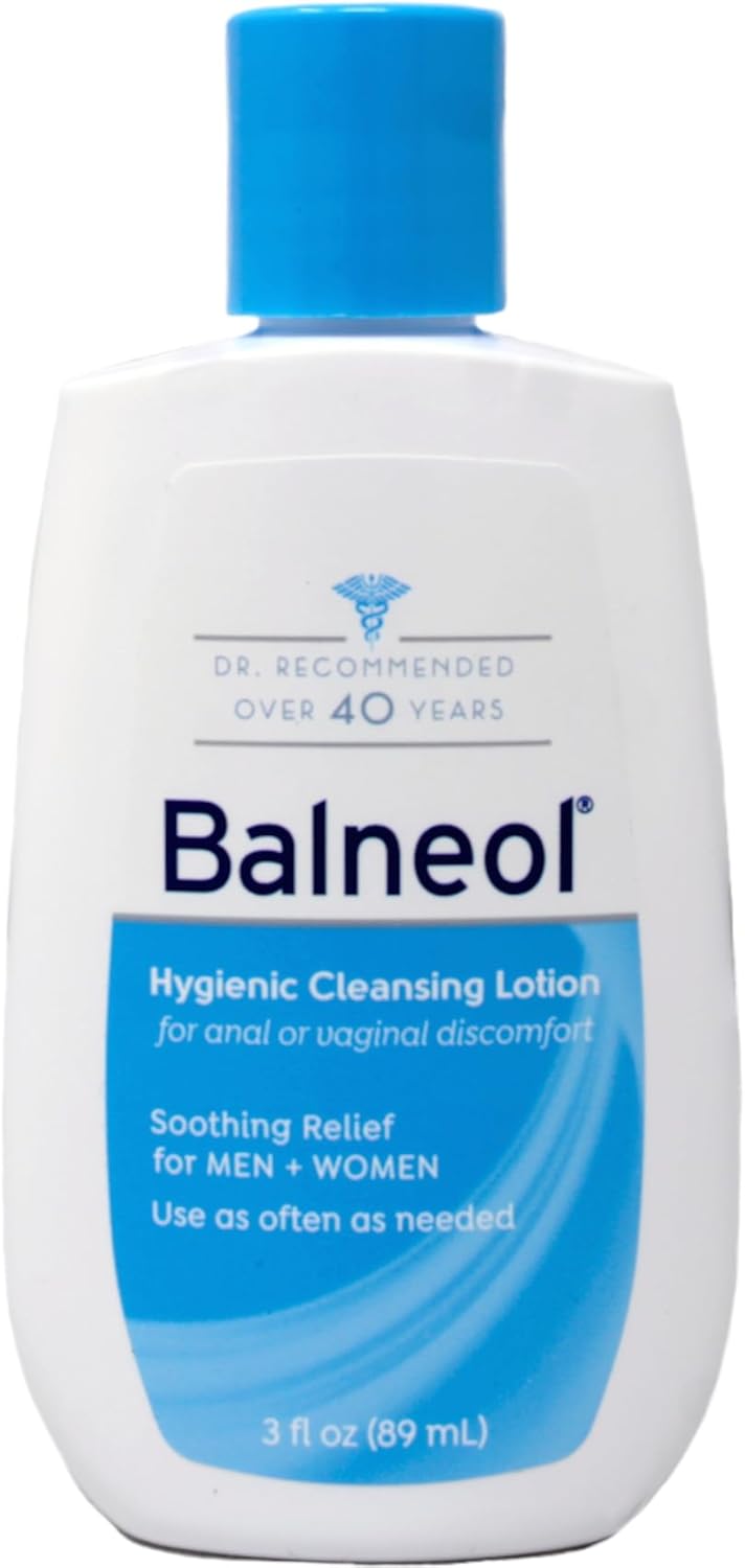 Balneol Hygienic Cleansing Lotion for Women and Men, Soothing Relief to Help With Pain Relief, Itch Relief, and Discomfort for Sensitive Areas, Made in USA, 3 oz