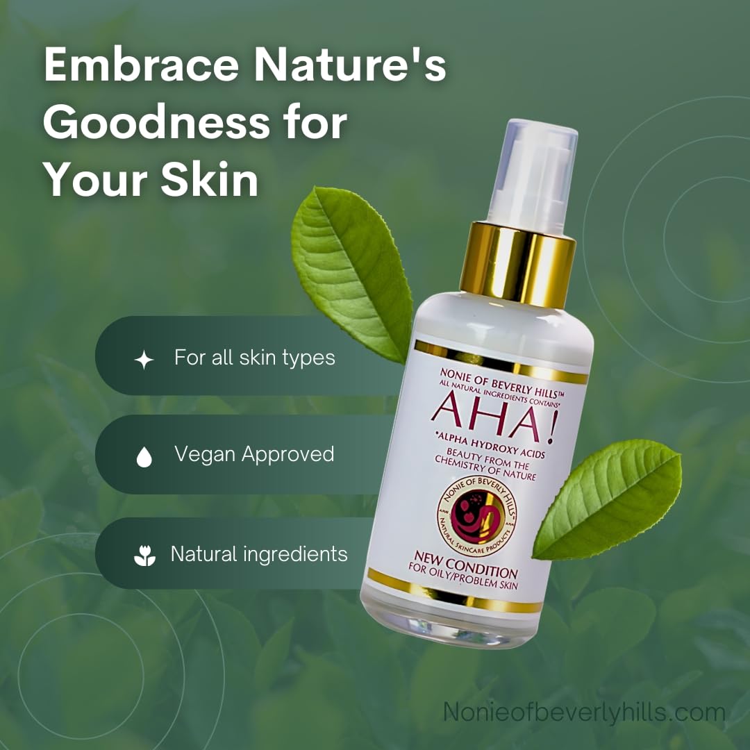 New Condition Moisturizer For Oily/Problem Skin All Natural With Alpha Hydroxy Acids, Tea Tree Oil, Lavender Oil, Organic Apple Cider Vinegar Safe Around The Eyes By Nonie of Beverly Hills 1.75oz - Image 5