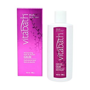 Vitabath Plus For Dry Skin Moisturizing Bath & Shower Gel Wash Nourishing Replenishing Oils Deeply Hydrate & Soothe Dryness - Body Cleanser Skin Restore & Foaming Gelee - 10.5 oz