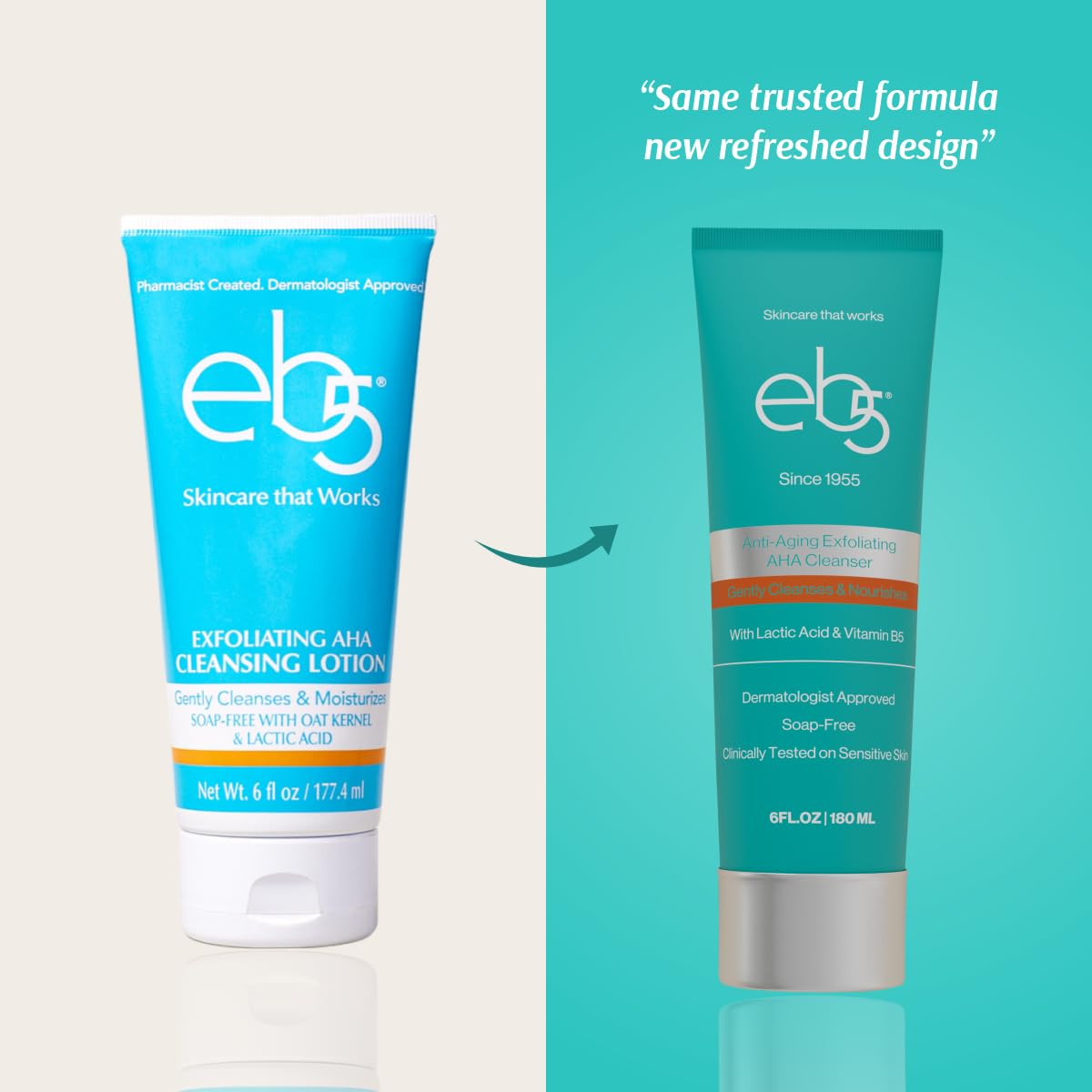 eb5 Exfoliating Aha Cleansing Lotion for Nourishing and Glowing Skin | Moisturizing, Soap-free, Anti-Aging Gentle Cleanser for Men & Women (6 Fl oz) - Image 2