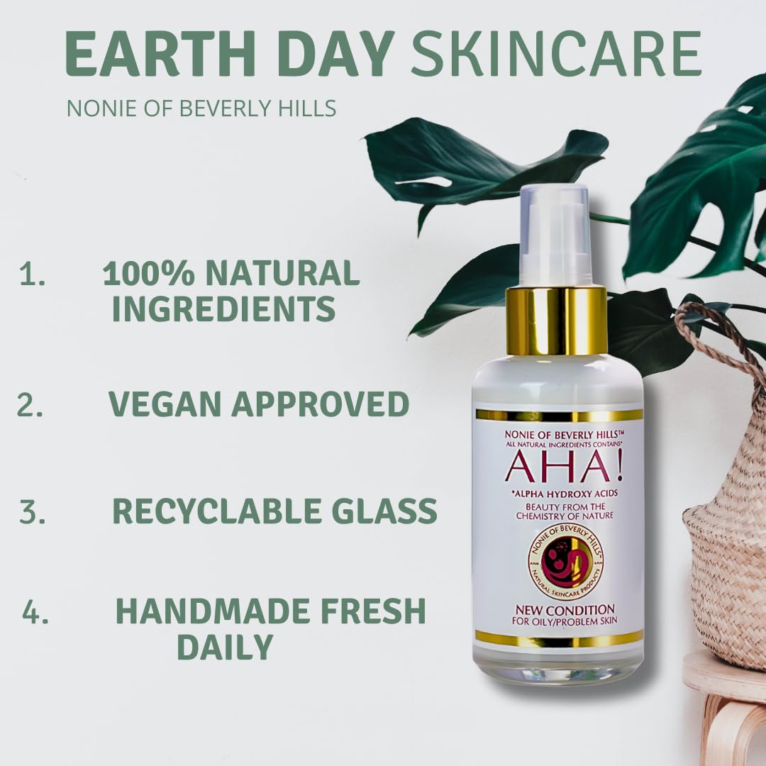 New Condition Moisturizer For Oily/Problem Skin All Natural With Alpha Hydroxy Acids, Tea Tree Oil, Lavender Oil, Organic Apple Cider Vinegar Safe Around The Eyes By Nonie of Beverly Hills 1.75oz - Image 2