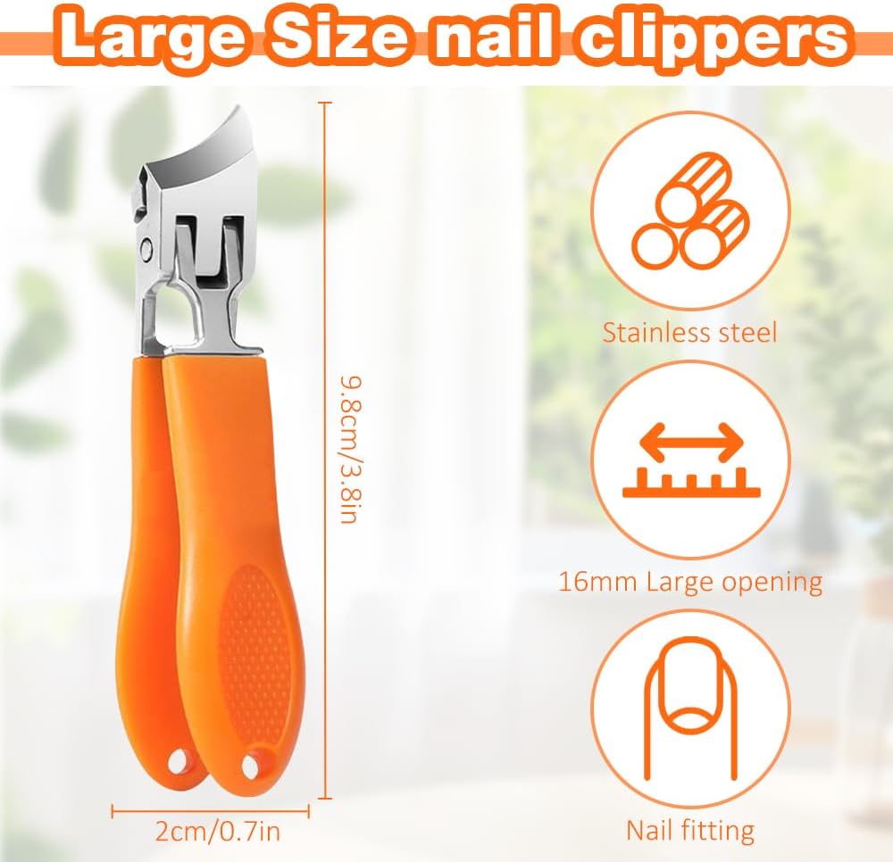 Wide Jaw Opening Anti-Splash Slanted Nail Clipper, Long Handle Splashproof Nail Clippers, Nail Clippers for Ingrown Nails, Wide Mouth Toe Nail Clippers, Household Slanted Nail Clippers (Black) - Image 6