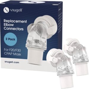Snugell Replacement Elbow Connector for AirFit F20 and F30 CPAP Masks – 2 Pack – Compatible with ResMed Full Face CPAP Masks – Durable, Leak-Resistant Swivel Design for Smooth Therapy Airflow