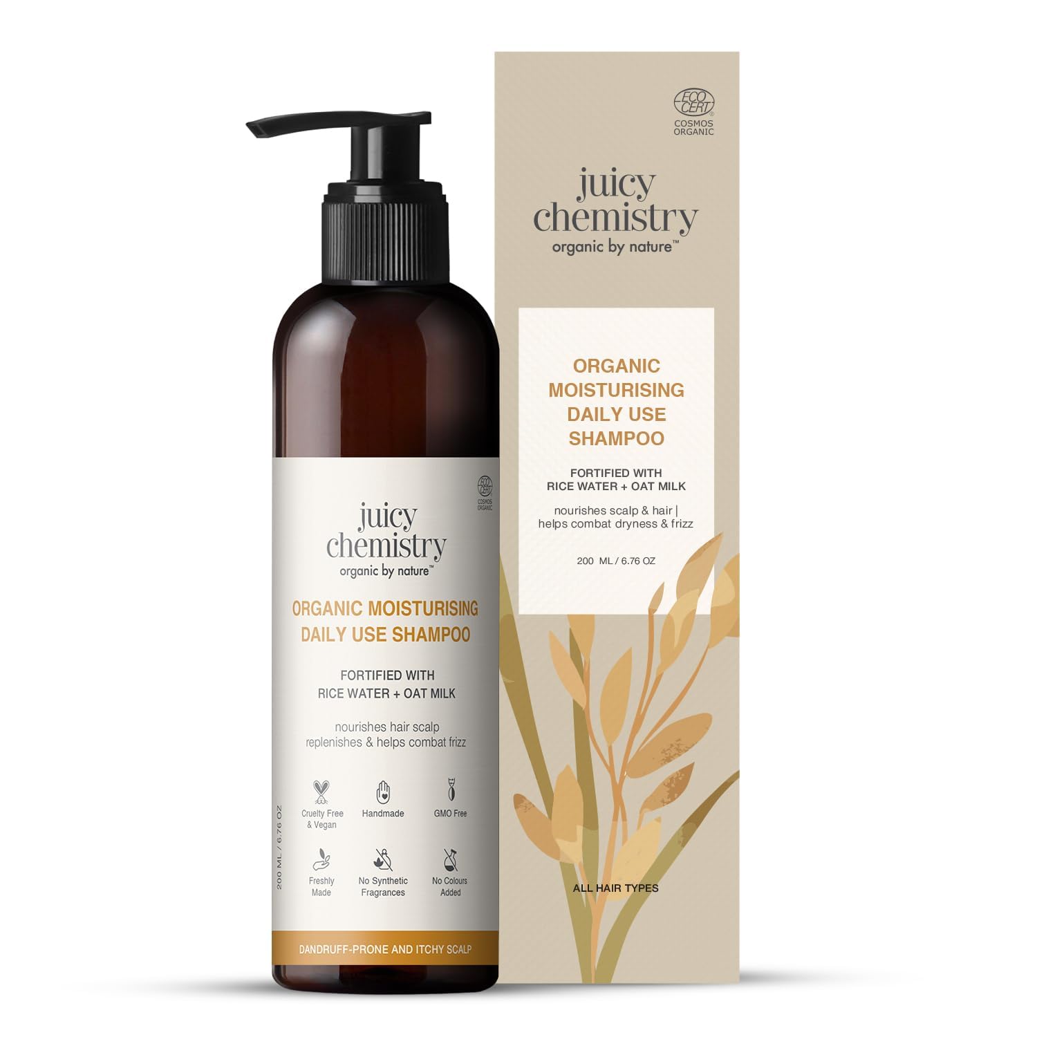 Juicy Chemistry 200ml Dry Hair Moisturising Shampoo Rice Water Oat Milk Vegan Cruelty-Free - Image 8