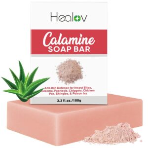 Calamine Soap Bar – Pure Natural Instant Itch Relief Wash – Calming Calamine Soap for Itchy Skin, Insect Bite, Eczema, Poison Ivy Rash, Chicken Pox – Pure Anti-Itch Defense Face and Body Wash