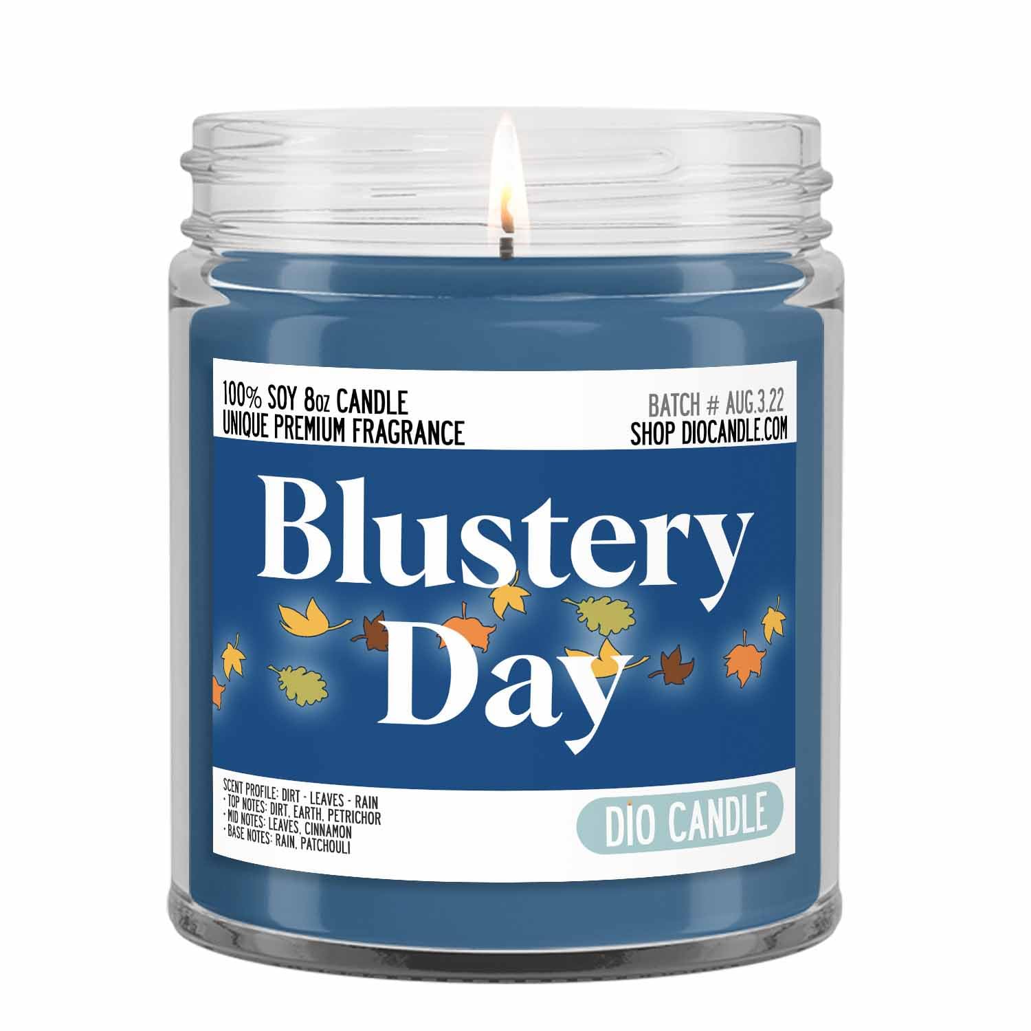 Blustery Day Fall Scented Candle - Smells Like Dirt - Leaves - Rain - 100% Naturally Vegan Soy and Premium Fragrance | Great Gift | Handmade in Denver, Colorado (8oz Glass Jar)