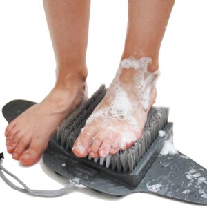 Efforest Shower Foot Scrubber Mat with Pumice Stone - Cleans, Smooths & Removes Dead Skin on Foot Without Bending, Foot Callus Remover with Non-Slip Suction Cups, Foot Scraper for Shower & Bathtub