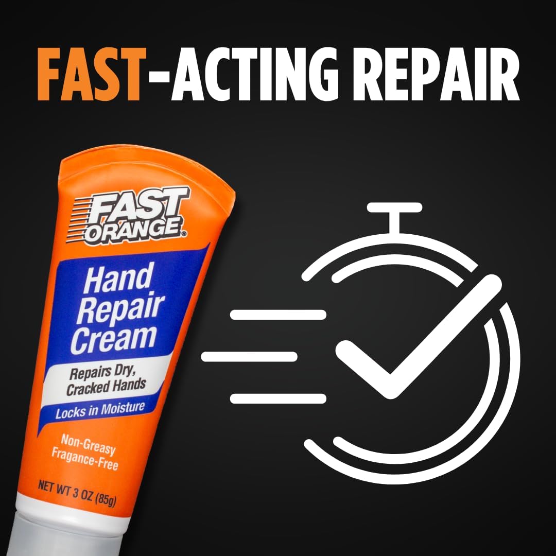 Fast Orange Hand Repair Cream, Repairs Dry & Cracked Hands after Heavy-Duty Automotive Work, On-the-go Compact Size 3oz, Non-Greasy and Unscented - Image 3