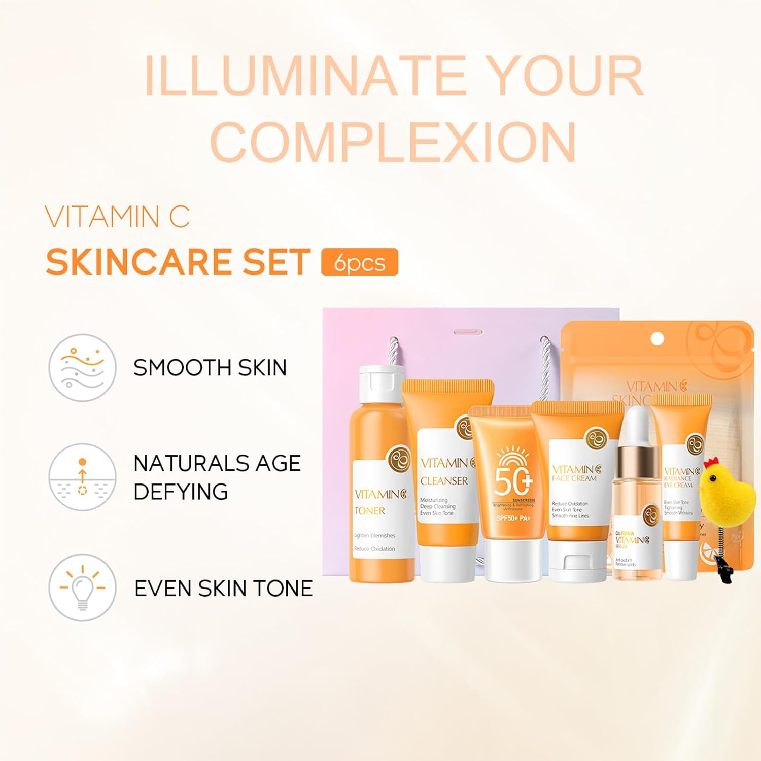 8-Piece Vitamin C Hydrating Facial Skin Care Travel Set for Women and Teens - Image 2