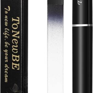 Glass Nail File in Case, Glass Fingernail File, Christmas Gifts Stocking Stuffers, Double-Sided Etched Crystal Nail File for Nail Art & Nail Care(Black)