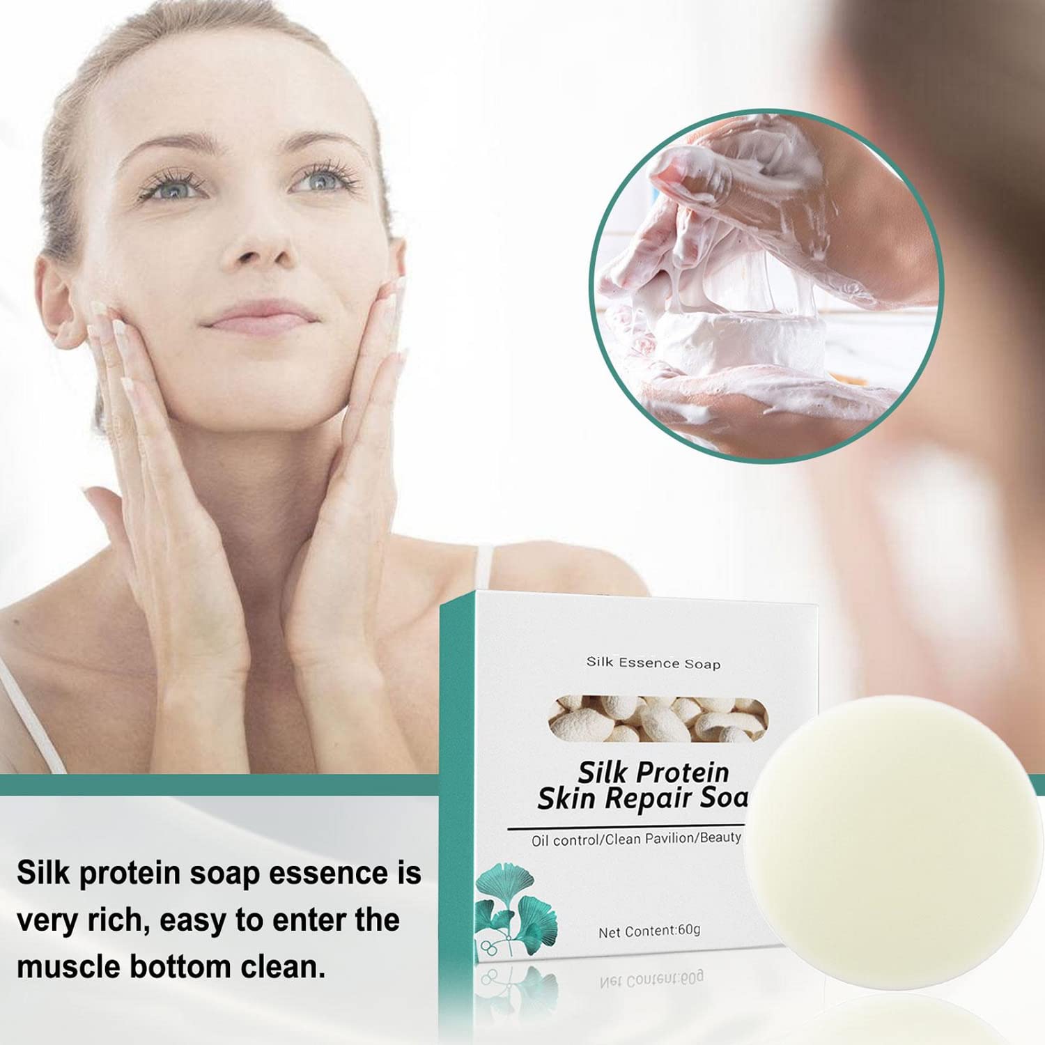 SkinFerm Collagen Milk Soap 2-Piece Set for Whitening, Repairing, and Exfoliating Face & Body - Image 3