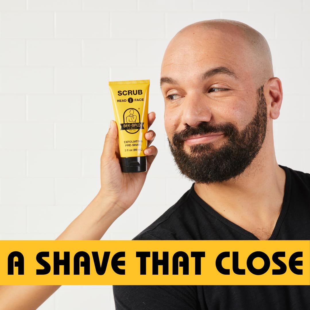 Bee Bald SCRUB Exfoliating Pre-Shave for Deep Cleans & Removing Pore Clogging Dirt, Oil & Dry Flaky Skin. Prepares You For a ‘Super Close Shave’, 3 Fl Oz - Image 4