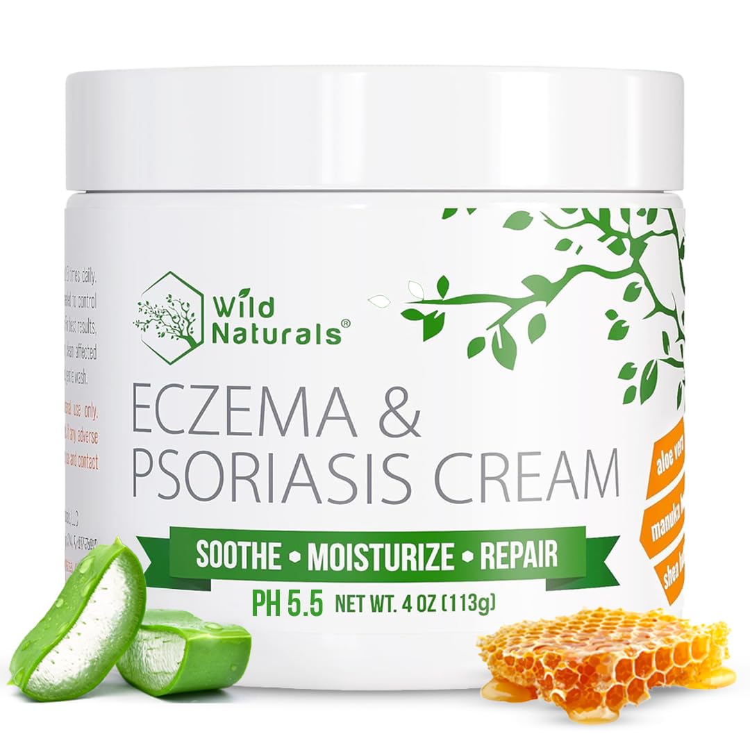 Wild Naturals Eczema & Psoriasis Cream for Dry, Itchy Skin โ Eczema Relief for Adults & Kids โ Moisturizing Psoriasis Cream with Manuka Honey