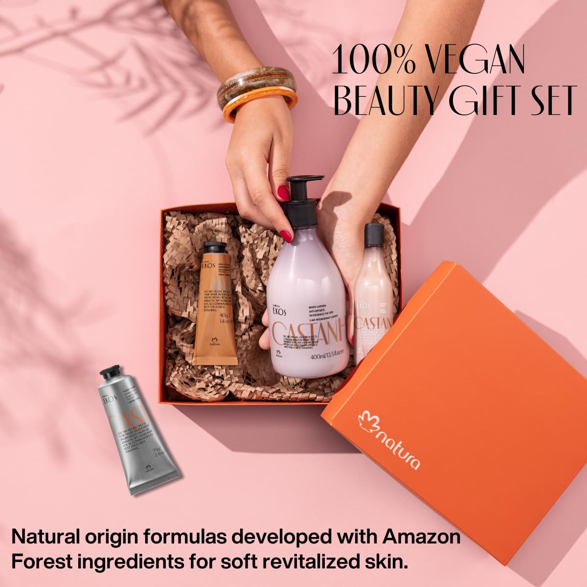 Natura - Ekos Castanha Collection Bio-Beauty Gift Set (4 Products) - Body Lotion, Hand Cream, Foot Cream, Shower Gel - Gift Box - Vegan Skin Care - Brazilian Beauty Secrets - Self Care & Body Care - Image 4