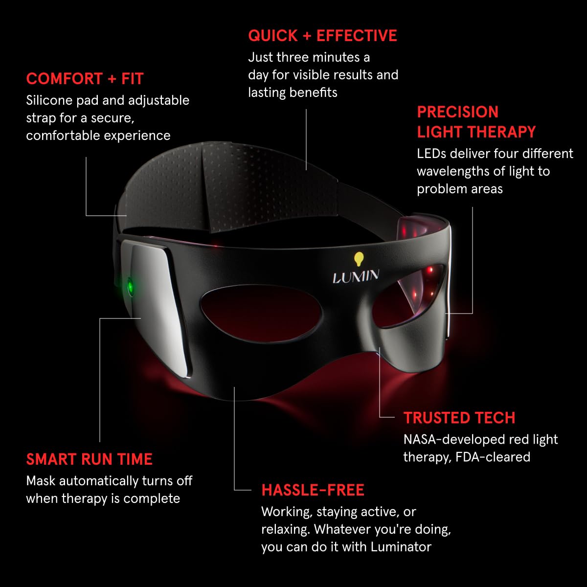 Luminator LED Eye Mask for Men and Women Skincare - Anti-Aging, Boost Collagen, Reduce Dark Circles & Wrinkles, Red Light Therapy for Under-Eye Treatment & Rejuvenation - Only 3 Minutes a Day - Image 5