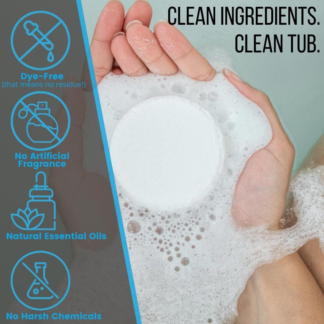 Invigorating Peppermint Bath Bomb with Magnesium Epsom Salt, Muscle Recovery Formula, 6 oz - Image 3
