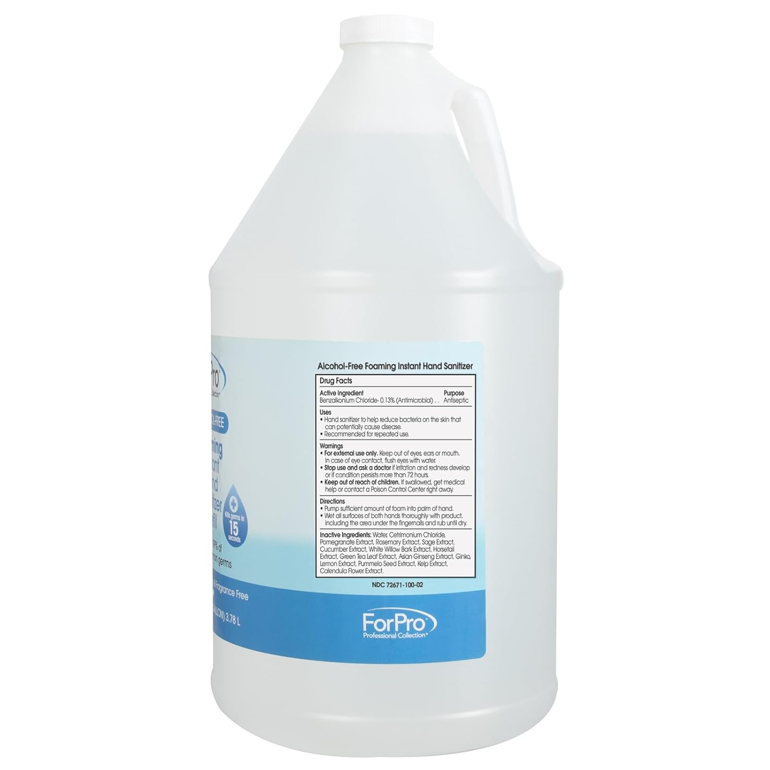 ForPro Professional Collection Alcohol-Free Foaming Instant Hand Sanitizer, Moisturizing, Dye and Fragrance Free Sanitizer, 1 Gallon Refill - Image 3