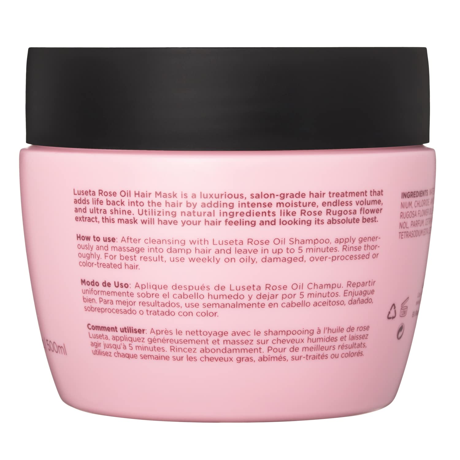 Luseta Rose Oil Hair Mask Moisturing & Hydrating Masque 16.9 Oz Deep Nourishment for Fine and Dry Hair, Sulfate and Paraben Free - Image 6