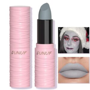 Halloween Light Grey Matte Lipstick, Grey Lip Face Body Paint Stick, Cream Eye Black Stick for Baseball, Waterproof Long Lasting Lip Balm for Women, Goth Makeup Clown Makeup Sticks Sticks