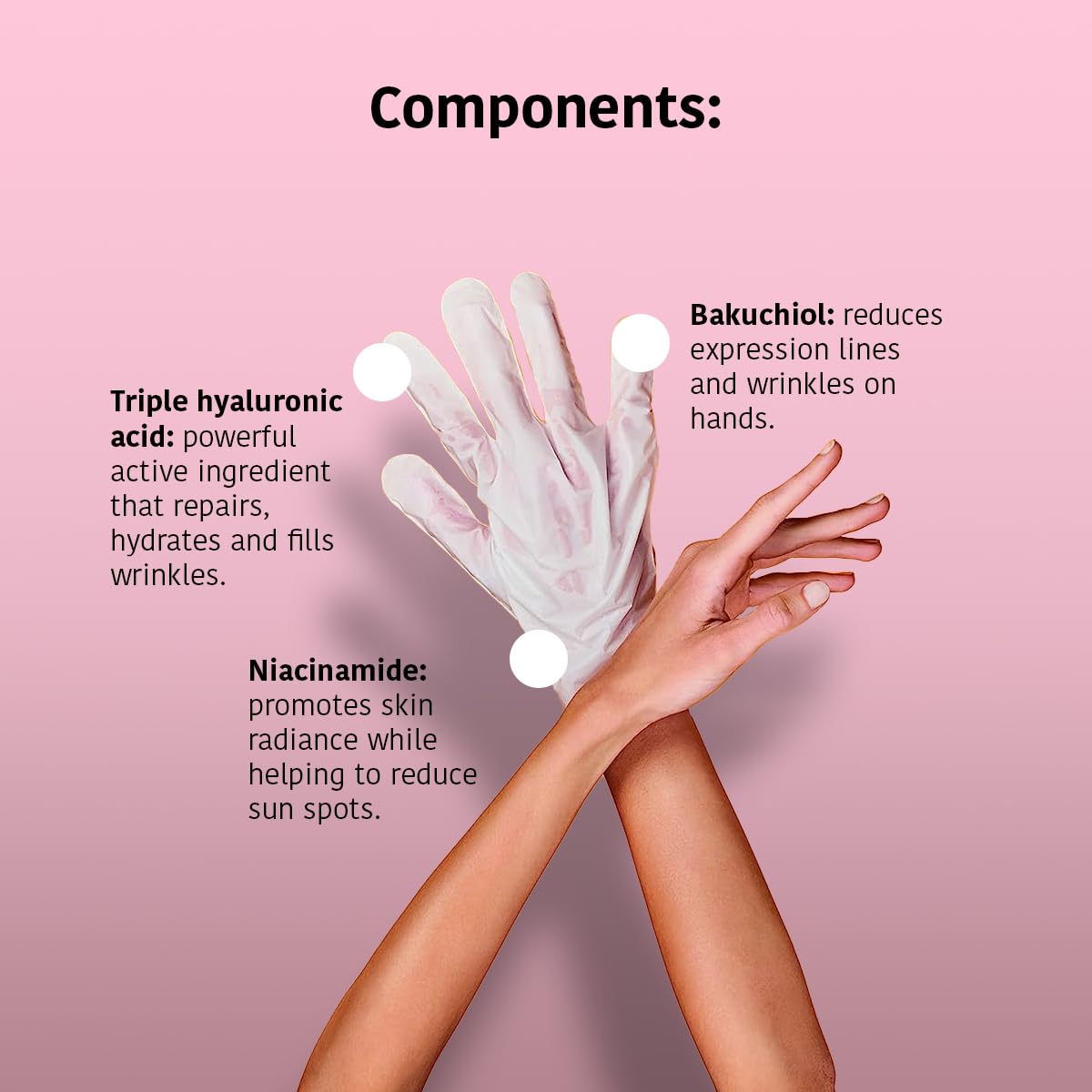 Triple Hyaluronic Acid Anti-Aging Hand Mask Gloves 4 Pairs Vegan Cruelty-Free 93% Natural - Image 7