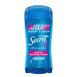 Secret Outlast Antiperspirant Deodorant for Women, 72hr Sweat & Odor Protection, PH Balancing Minerals, Clear Gel, Protecting Powder Scent, 2.6 oz