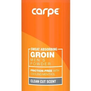 Carpe Sweat Absorbing Groin Powder (For Men) - Designed for Maximum Sweat Absorption - Mess and Friction Free, Stop Chafing