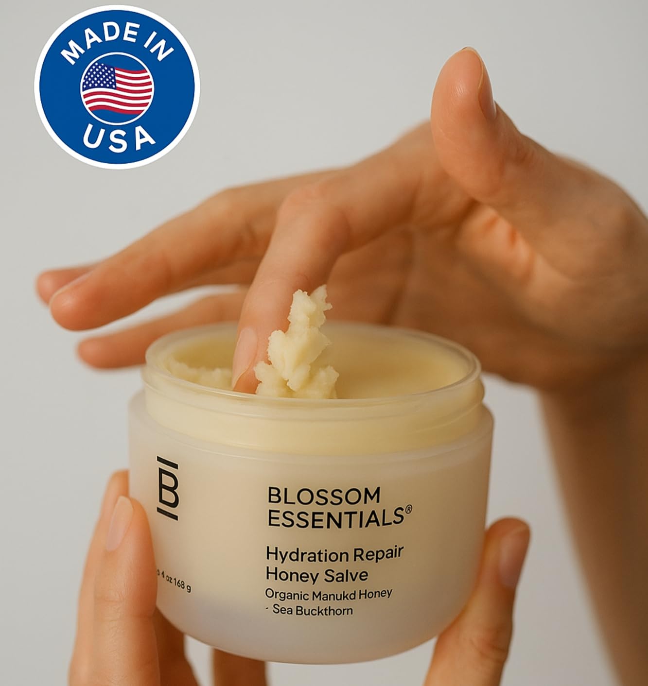 Blossom Essentials Honey Salve - Organic Manuka Honey Hydration Repair - Eczema Relief for Dry, Itchy, Sensitive Skin - Soothing Moisturizer & Balm for Kids, Adults - Made in USA - 4oz - Image 3