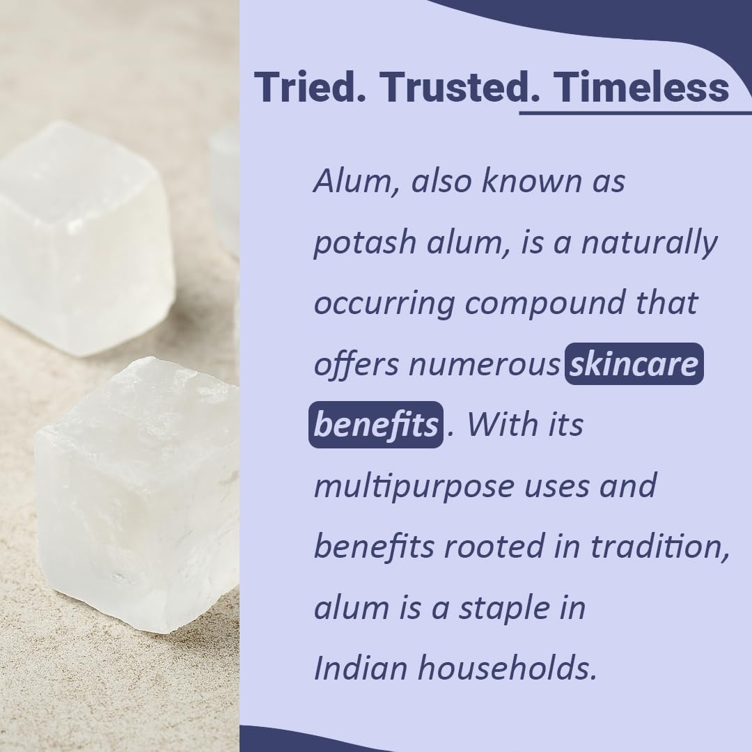 Mi Nature Alum Powder Potassium (Fitkari/Phitkari) -100% Natural Skincare for Acne, Odor Control & Water Purification Face Mask for |Pore Refining 227g |Face Pack Powder |Cruelty-Free - Image 2