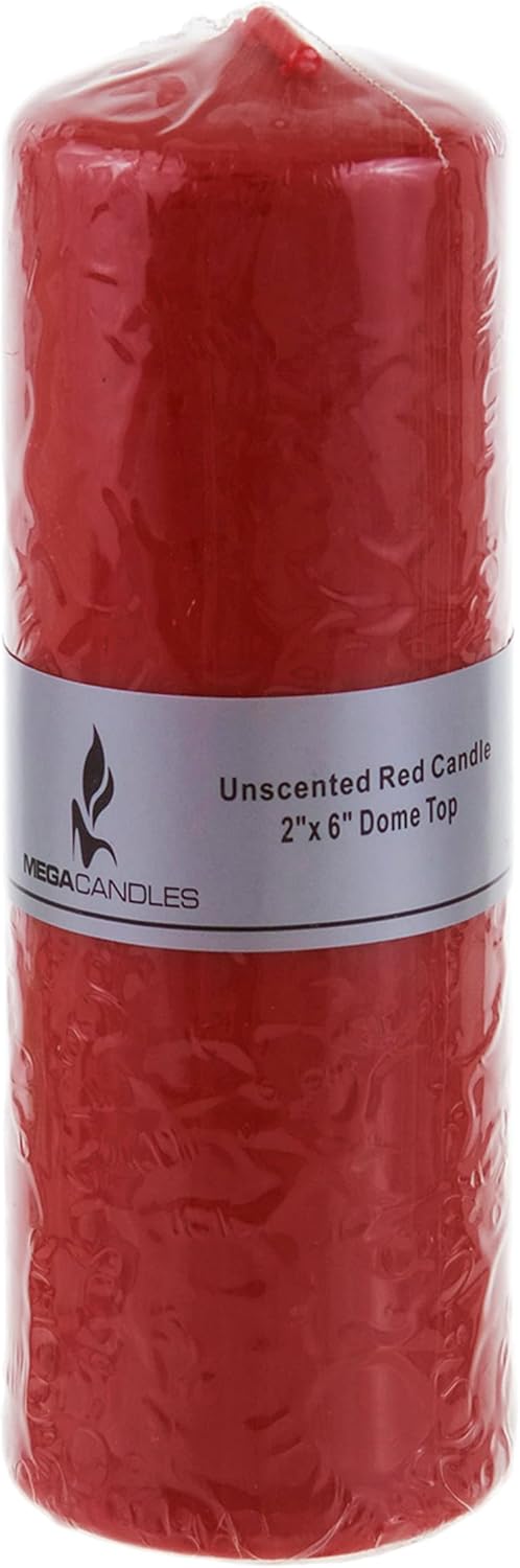 Mega Candles 3-Pack Unscented Red Dome Top Pillar Candles 2x6 Inch for Home Decor Events - Image 2