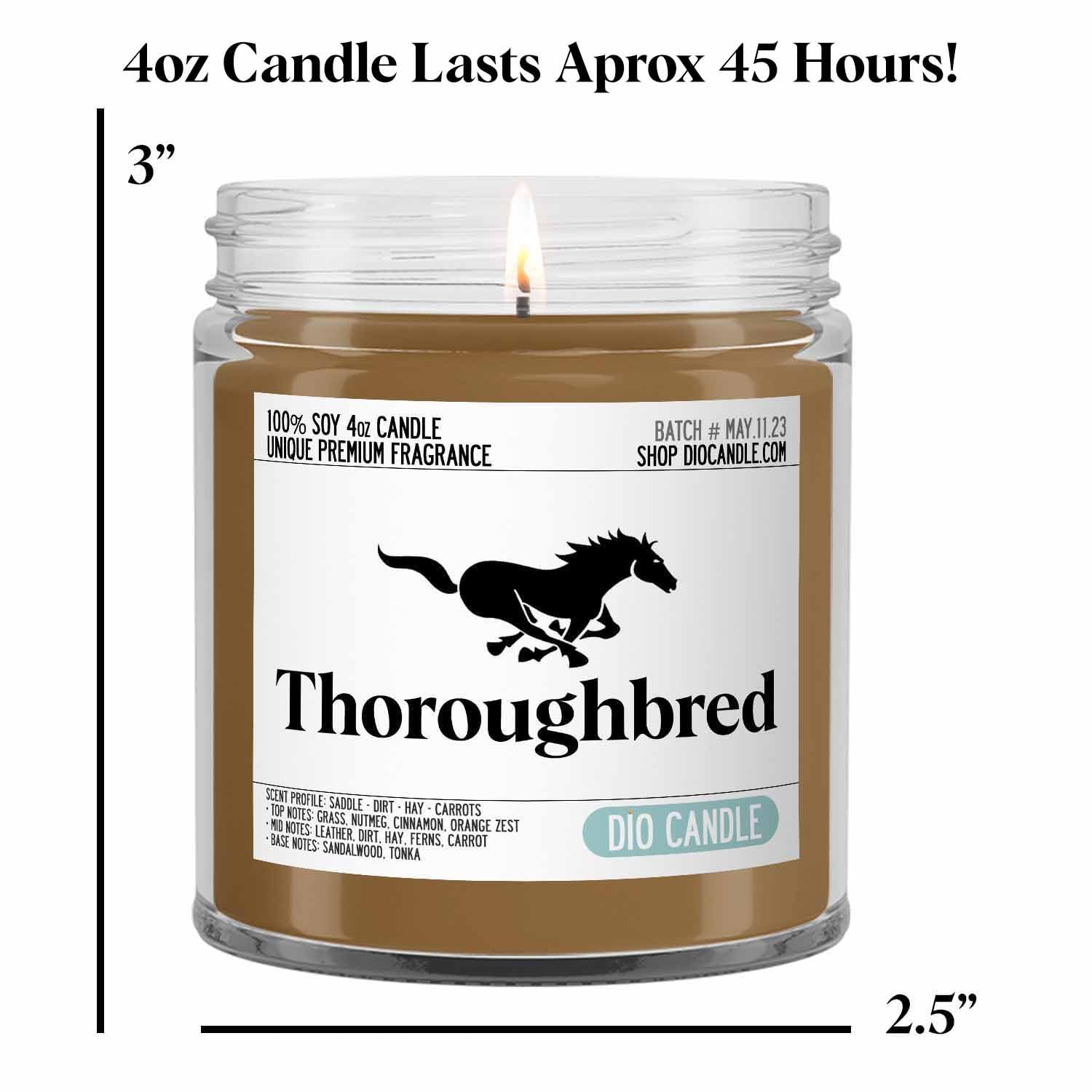 Thoroughbred Equestrian Scented Candle - Smells Like Saddle - Dirt - Hay - Carrots - 100% Naturally Vegan Soy and Premium Fragrance | Great Gift | Handmade in Denver, Colorado (4oz Glass Jar) - Image 2