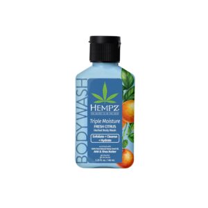 Hempz NEW Mini Body Wash, Triple Moisture Fresh Citrus, Travel Size Shower Gel, 2.25 oz.
