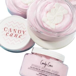Candy Cane Peppermint Whipped Sugar Scrub Soap. Christmas stocking stuffers. Holiday gifts