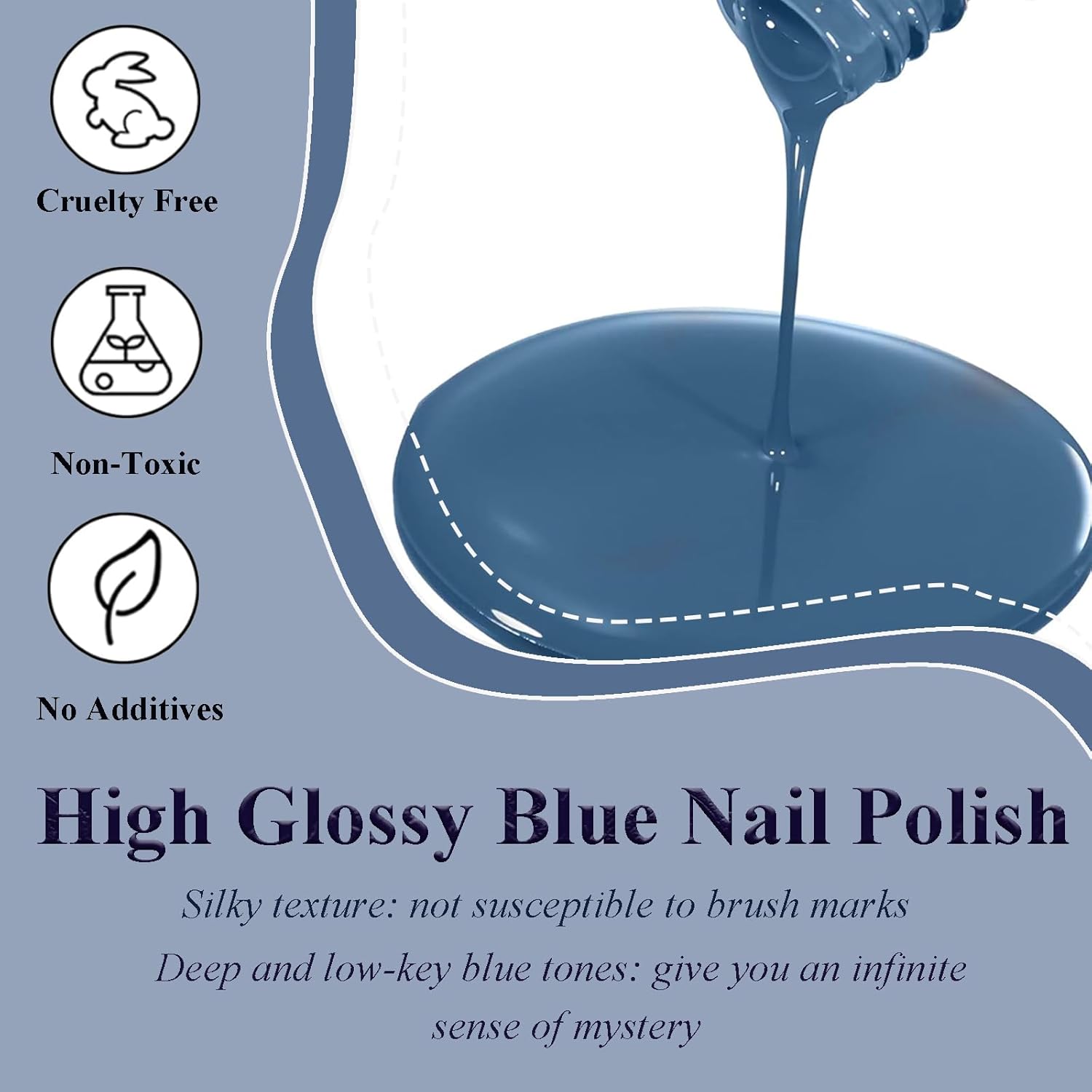 Blue Nail Polish - Long-Lasting Nail Polish - Air Dry Quick Dry Nail Varnish - Chip Resistant Nail Lacquer Easy Apply - Fingernail Polish Nail Art Polish for Women Manicure DIY - Image 3