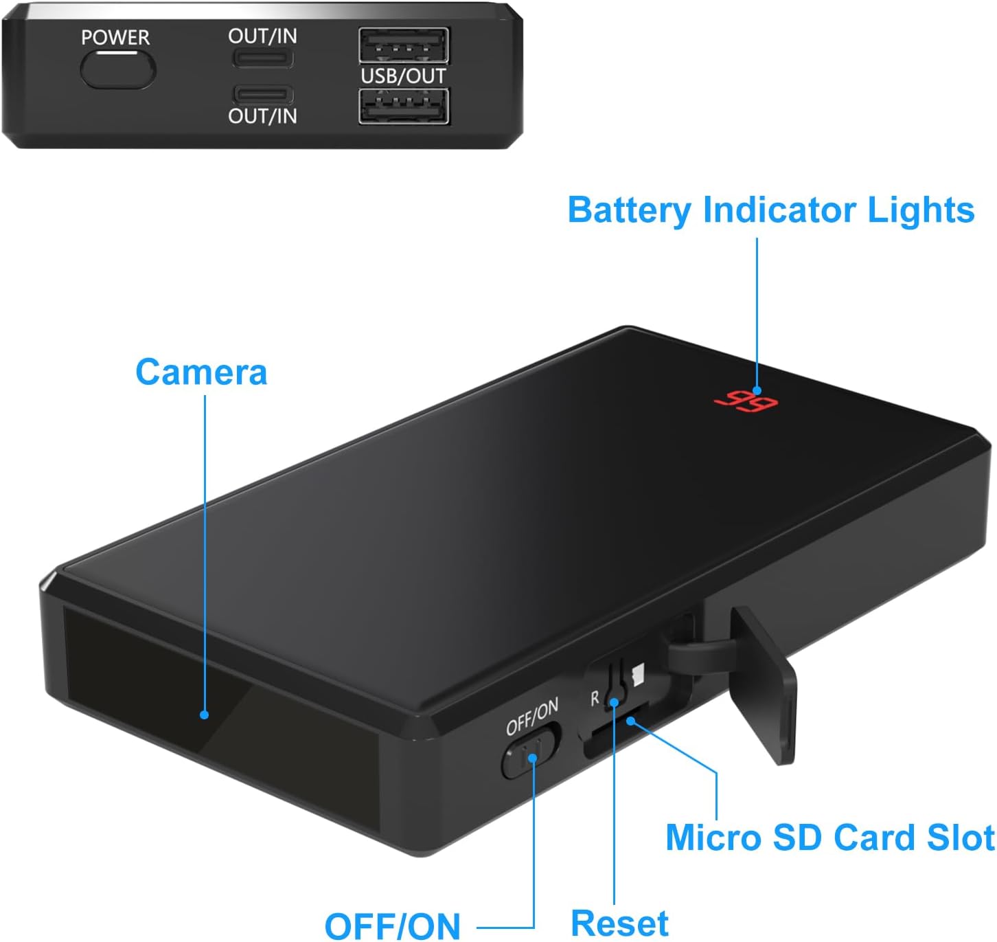 Hidden Camera Portable Charger, Full HD 1080P WiFi Spy Camera, Discreet Wireless Nanny Cam, Mini Secret Security Surveillance for Indoor Outdoor Use - Night Vision - Image 2