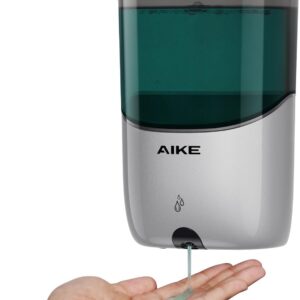 AIKE Wall Mount Automatic Soap Dispenser for Liquid Soap Battery Operated Silver, Model AK1216