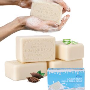Australian Goat Milk Soap,Helps Moisturize,Smooth & Cleanse Skin,Triple-milled Bar Soap with Cocoa Butter,Aloe Vera and Pure Plant Oil,Body Soap Bars 6.3 oz for Adults & Babies,Pack of 4