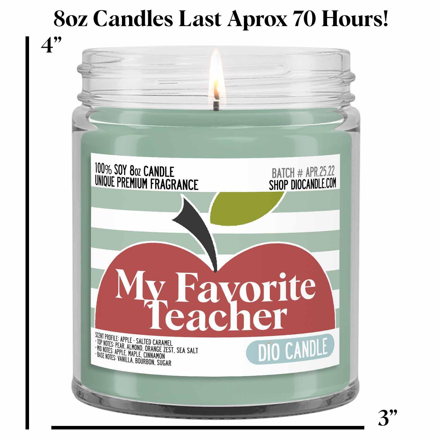 Teachers Pet Hand-Poured 8oz Vegan Soy Candle Apple Salted Caramel Scented Glass Jar - Image 2