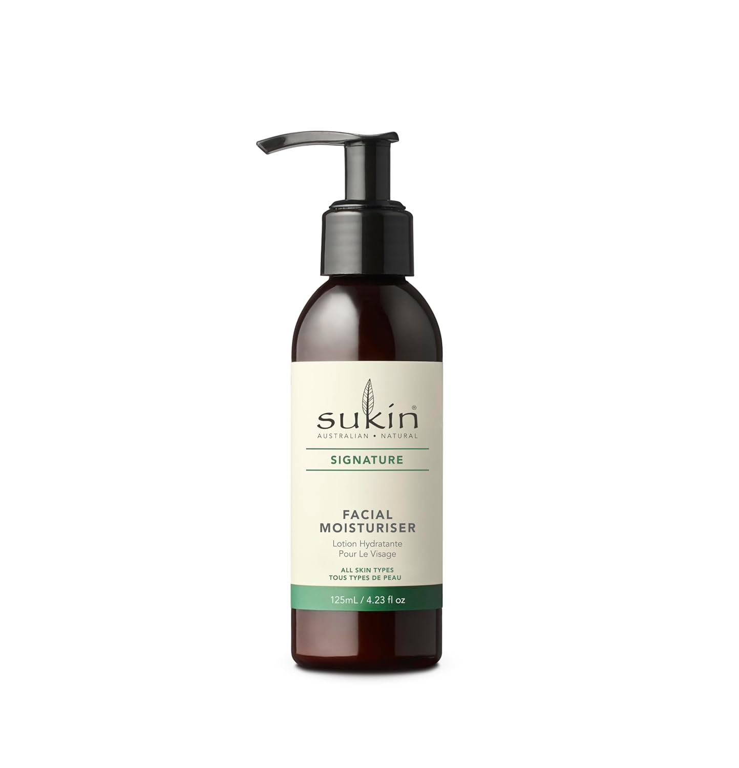 Sukin Facial Moisturizer Pump, Hydrating Face Cream with Wheat Germ and Vitamin E to Deeply Nourish, Soften and Improve Skin Texture, 4.23 Fl Oz
