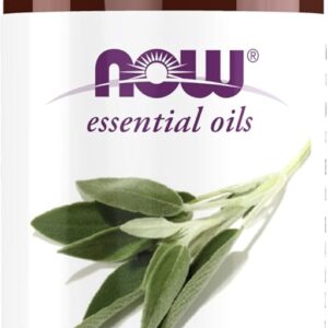 NOW Essential Oils, Sage Oil, Normalizing Aromatherapy Scent, Steam Distilled, 100% Pure, Vegan, Child Resistant Cap, 1-Ounce