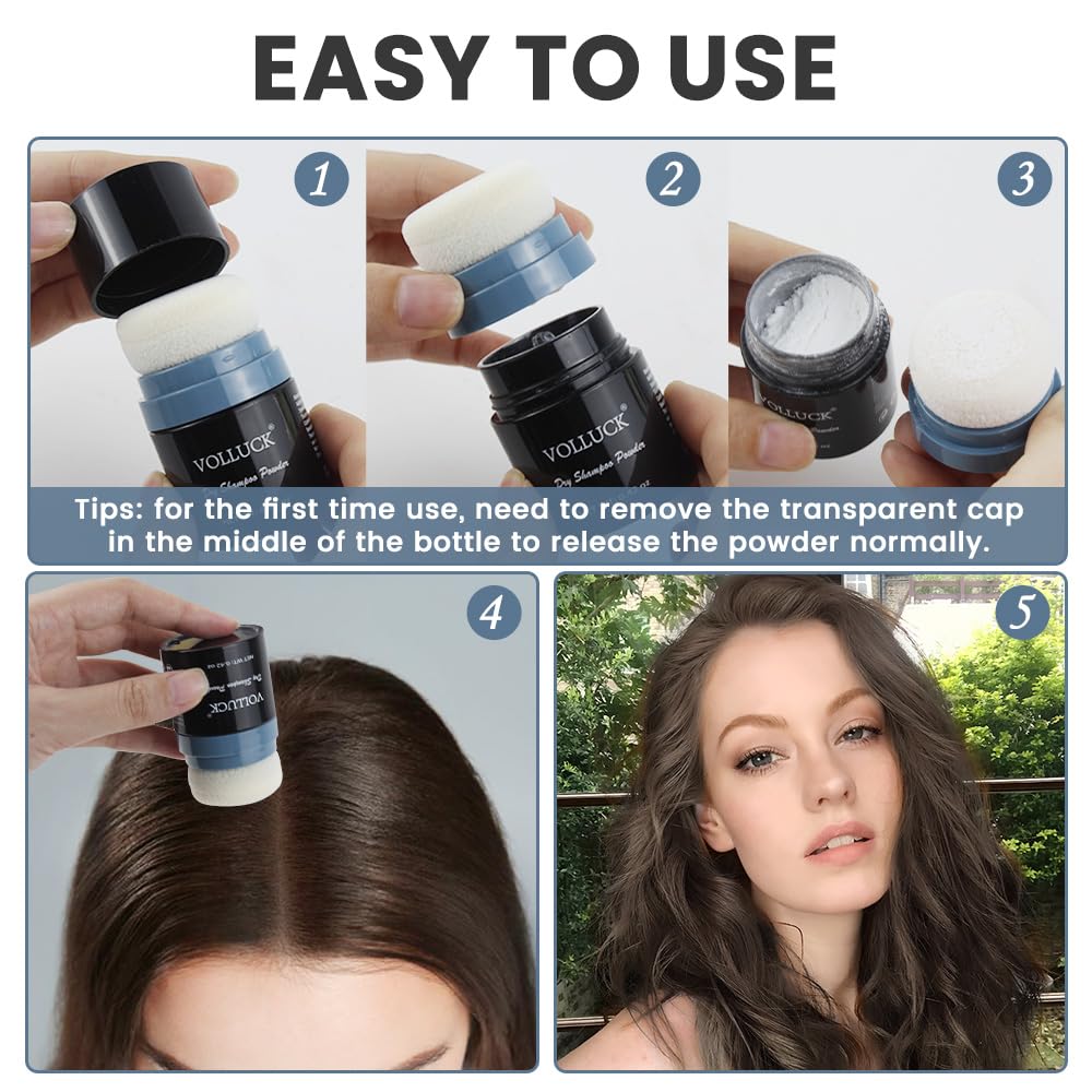 VOLLUCK 0.42oz Travel Size Dry Shampoo Powder for All Hair Types, Oil Absorbing and Volumizing - Image 5