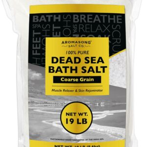 Aromasong Dead Sea Salt for Soaking - Coarse Grain Bath Salt Soak - 19 Lbs Bulk Resealable Pack - Leaves Your Skin Softer Then Epsom Salt