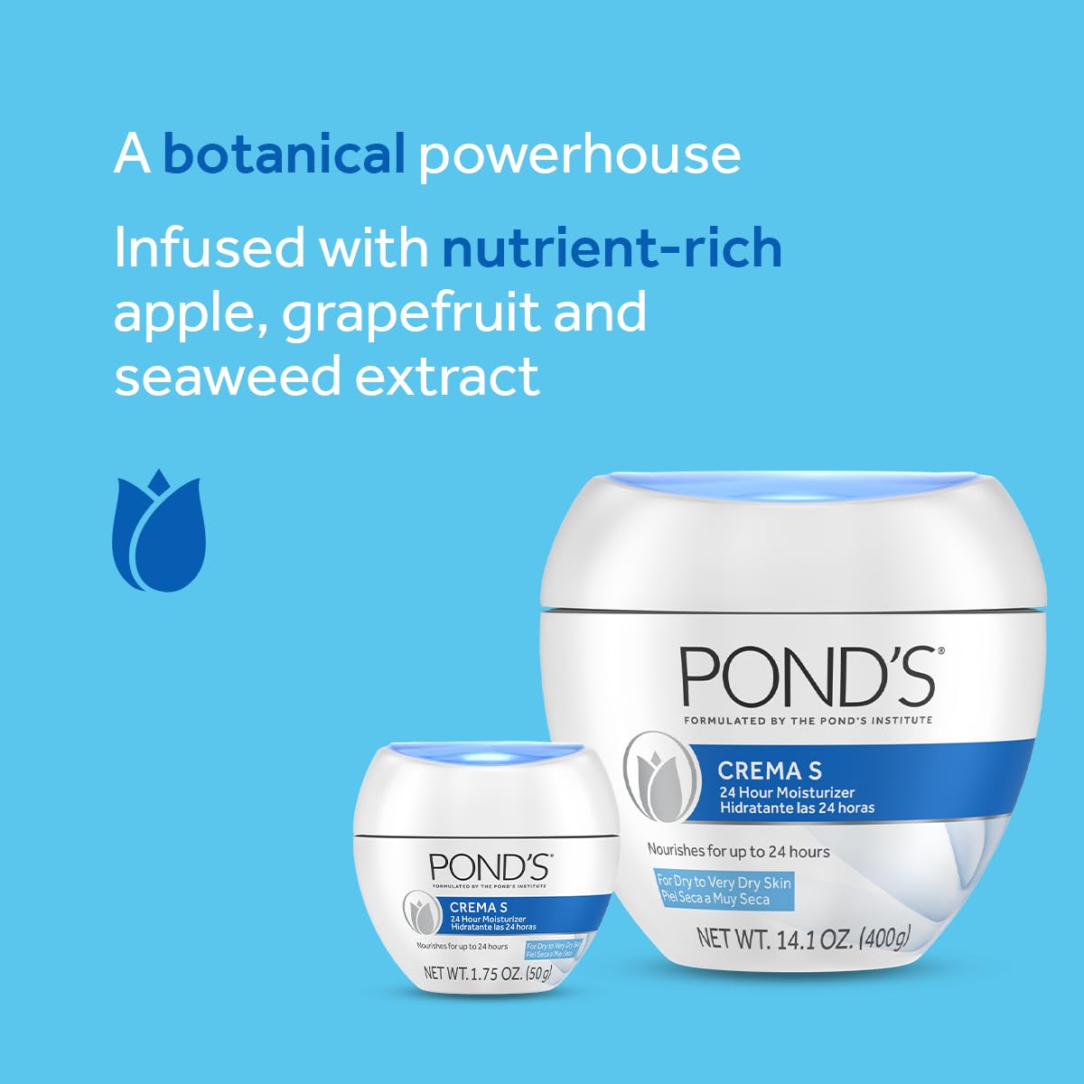 Pond's Crema S Nourishing Face Moisturizer for Women Dry Skin 14.1 oz - Image 3